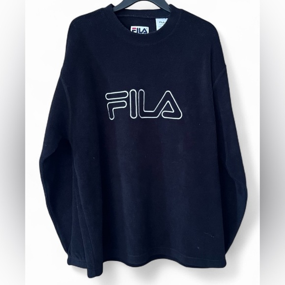 Fila Other - Men’s Fila Black Fuzzy Fleece Sweatshirt with Logo/Medium